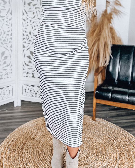 River Maxi Skirt [white/black stripe]