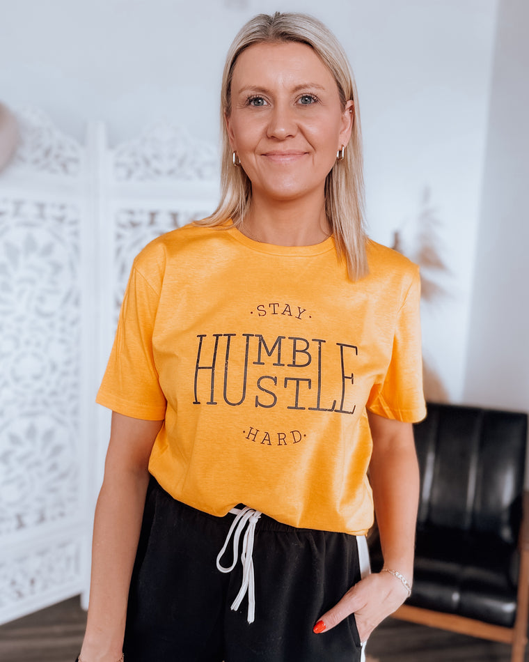 stay humble hustle hard unisex tshirt [gold]