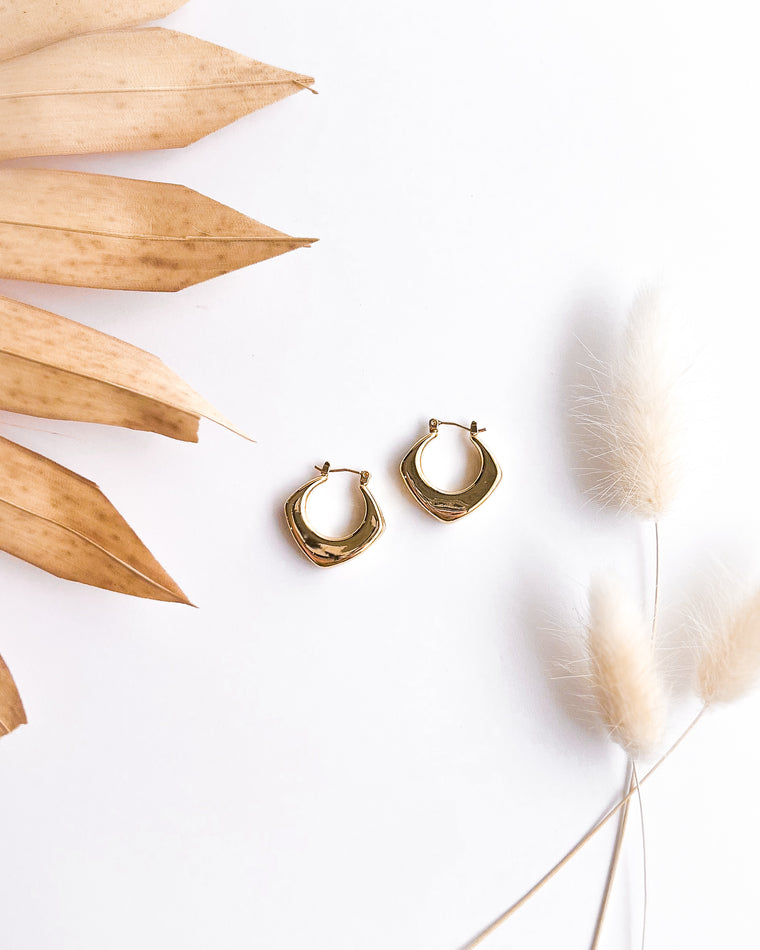 Rounded Diamond Hoop Earrings [gold]