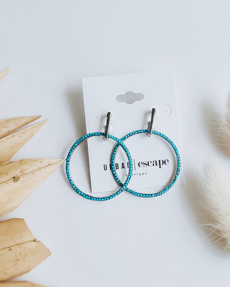 Turquoise Round Hoops Earrings [silver]
