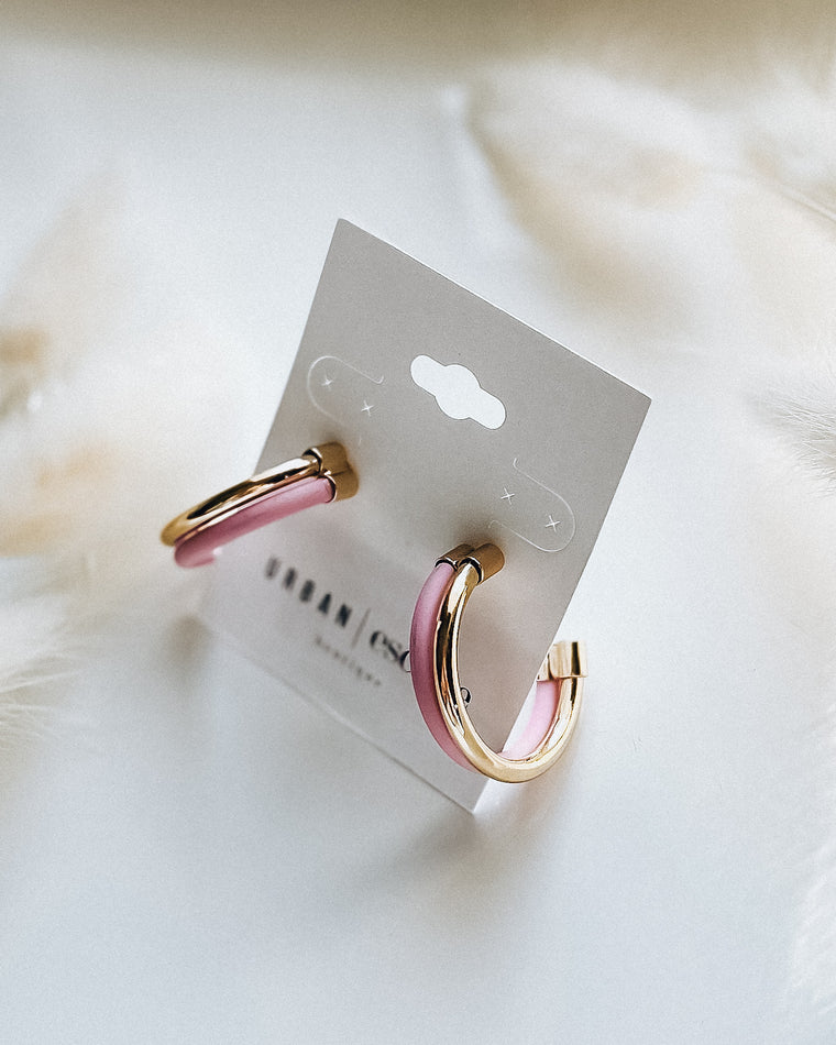Double Hoop Earrings [pink/gold]