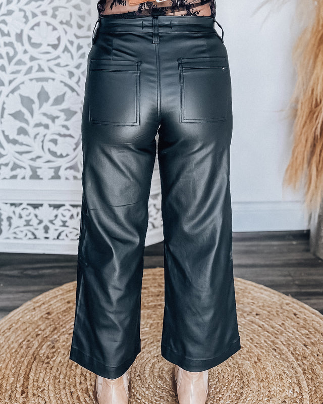 MICA DENIM Avril Dress Pants [faux leather]
