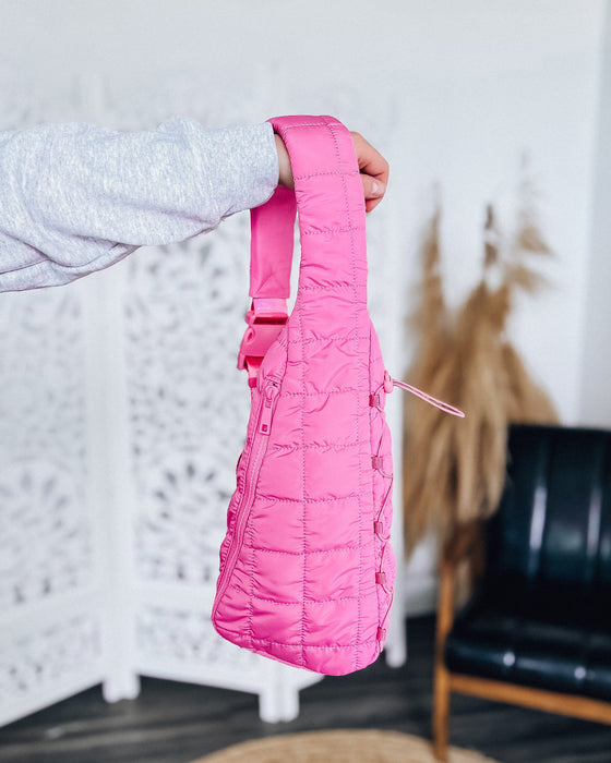 Quilted Puffer Sling Bag [bubblegum pink]