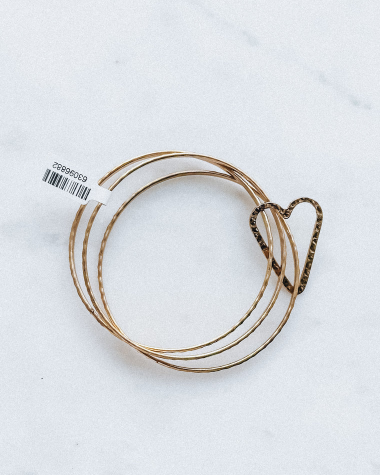 Heart Bangle Bracelet [antique gold]