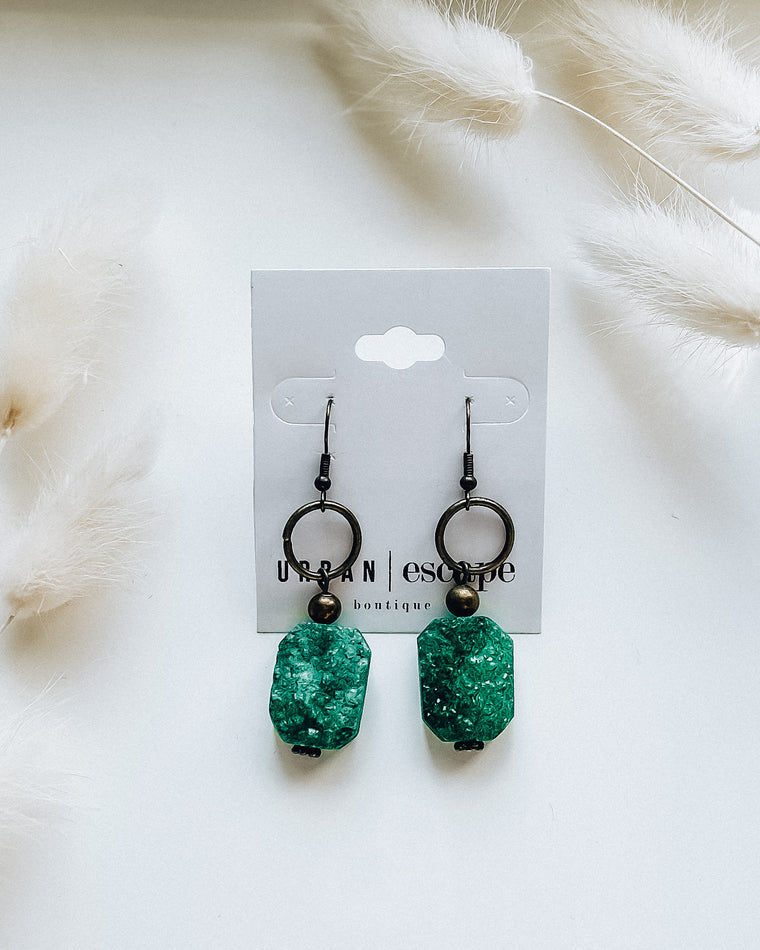 Mineral Dangle Earrings [antique/teal]