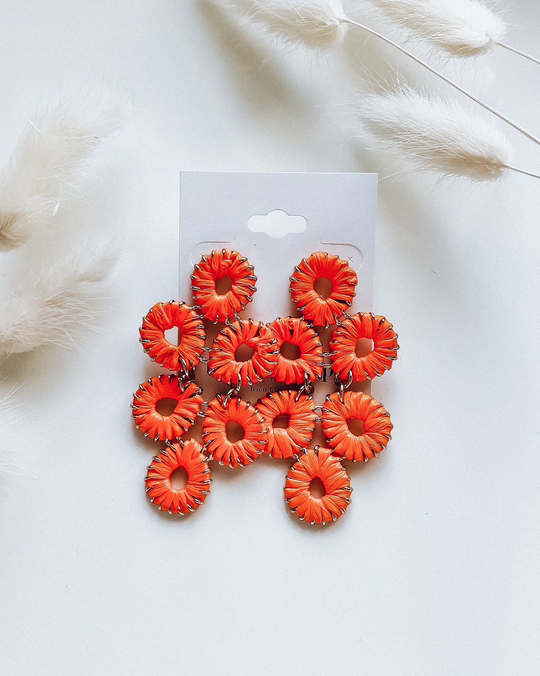 Raffia Cluster Earrings [orange]
