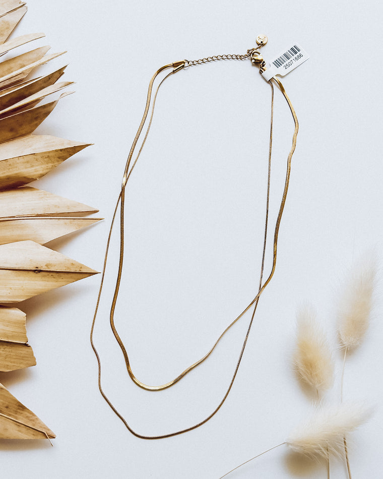 Stranded Duo Layered Necklace [gold-stainless steel]