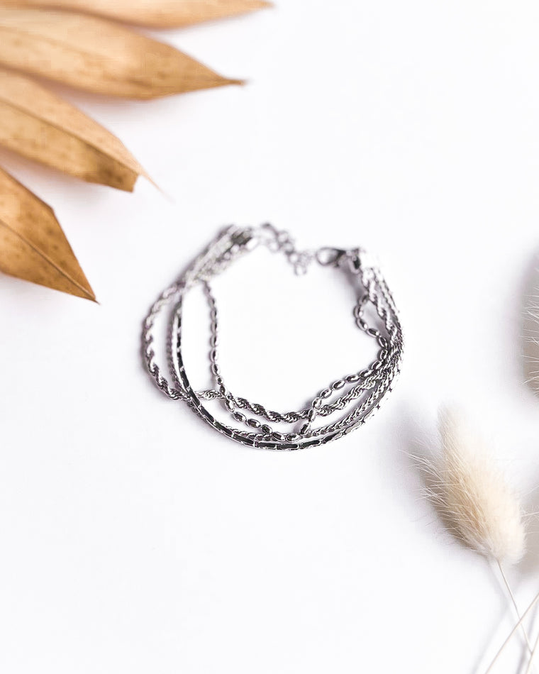 Layered Chain Link Bracelet [silver]