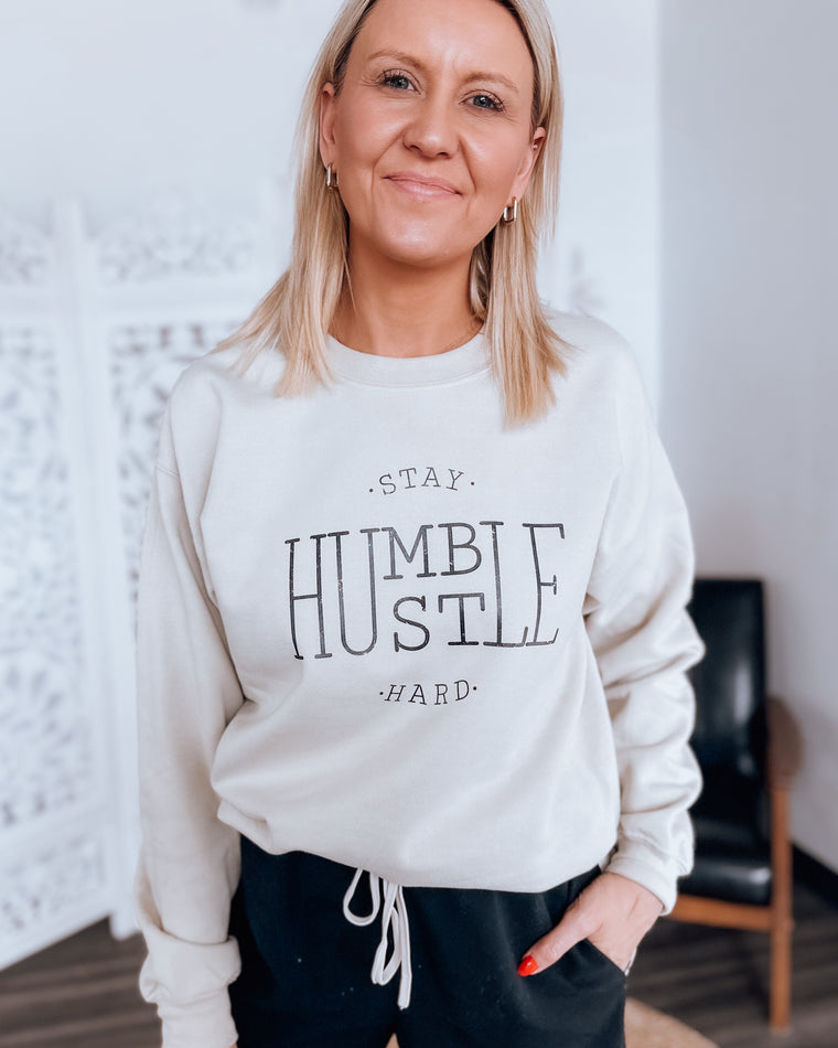stay humble hustle hard unisex sweatshirt [sand]