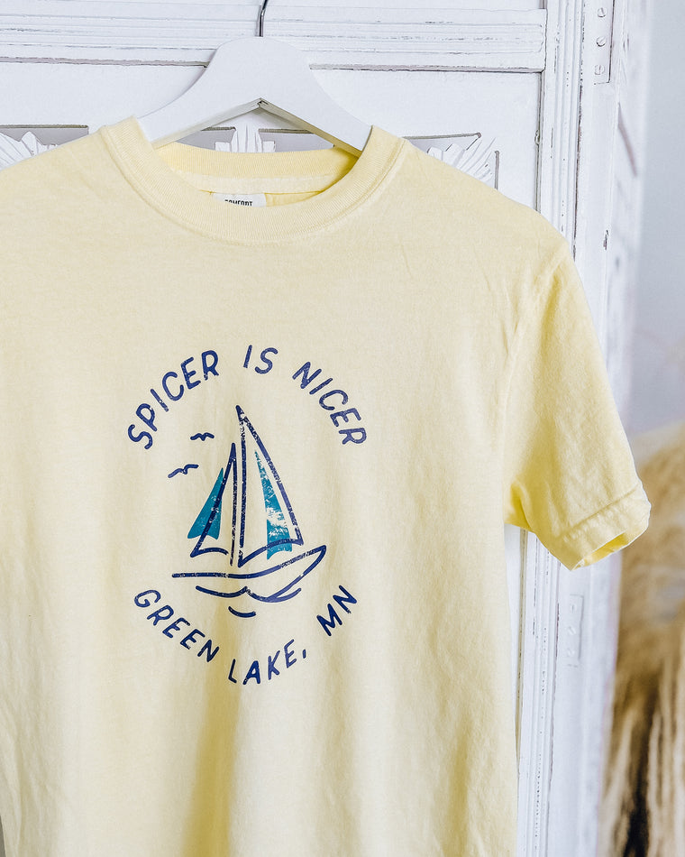 Spicer is Nicer Sailboat Unisex Teeshirt [yellow]