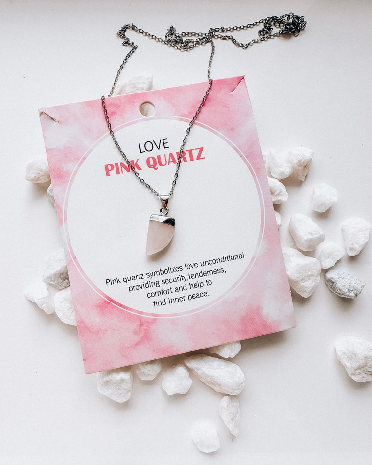 Pink quartz necklace [silver]