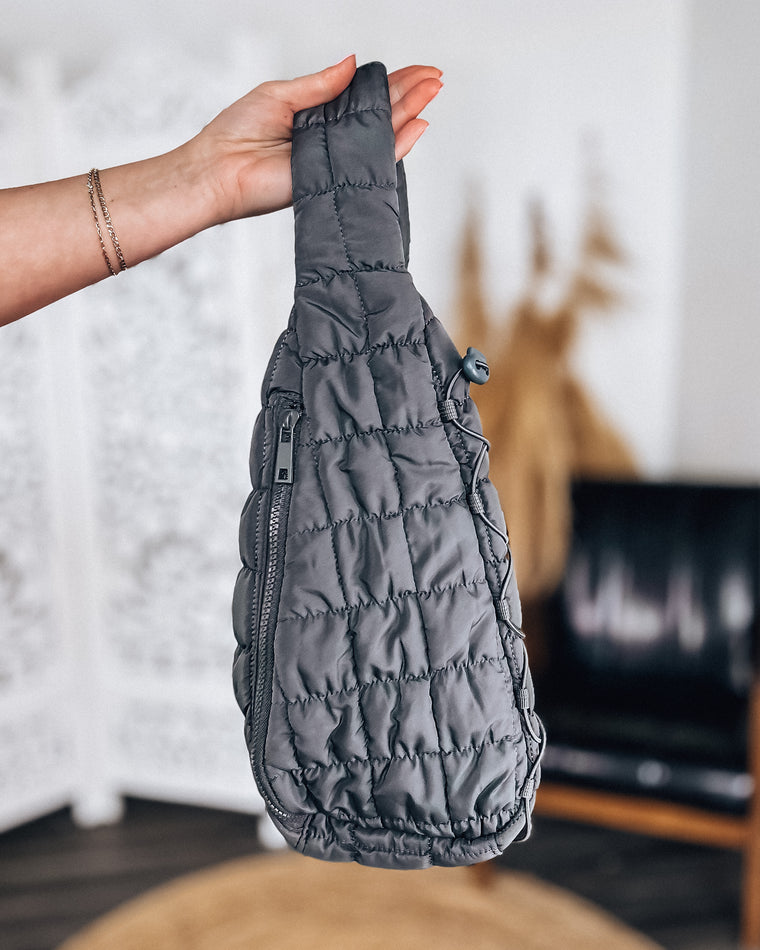 Quilted Puffer Sling Bag [charcoal]