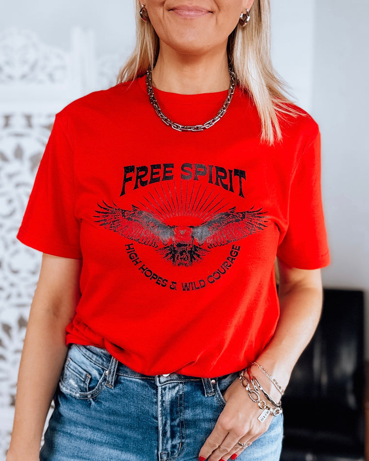 free spirit unisex tshirt [red w/ blk print]