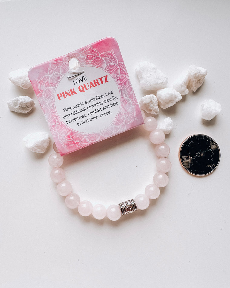 Pink quartz beaded bracelet