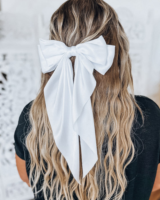 Satin Hair Bow Clip [white]