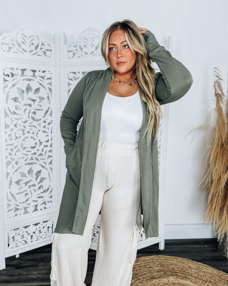 Smooth as Butter Long Sleeve Cardigan [basil]
