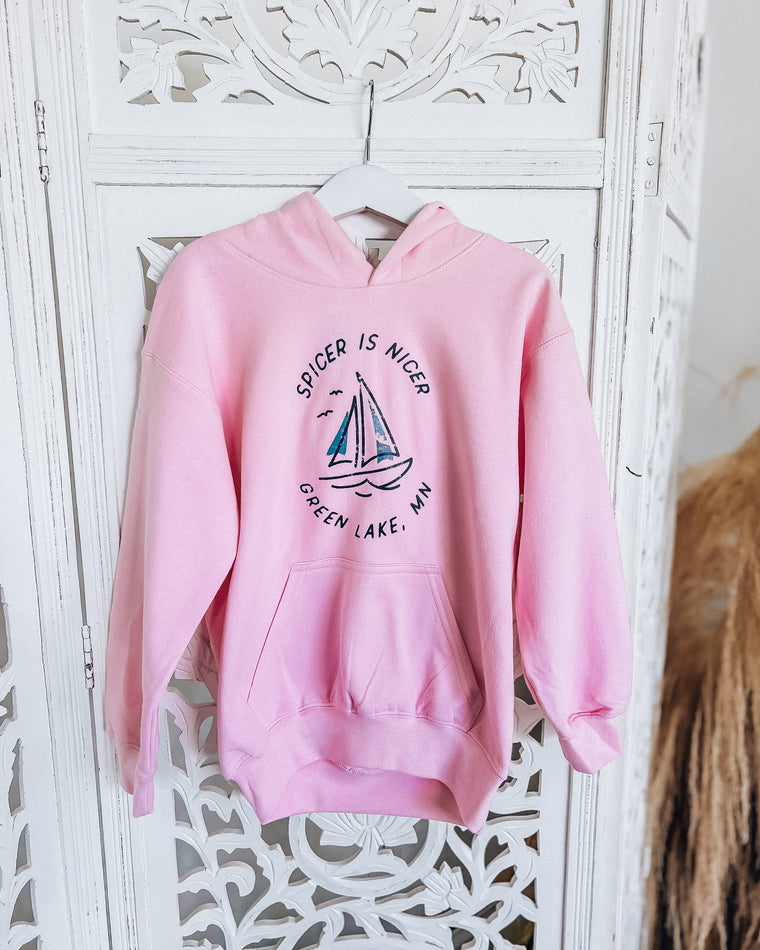 Spicer is Nicer Sailboat YOUTH Hoodie [pink]