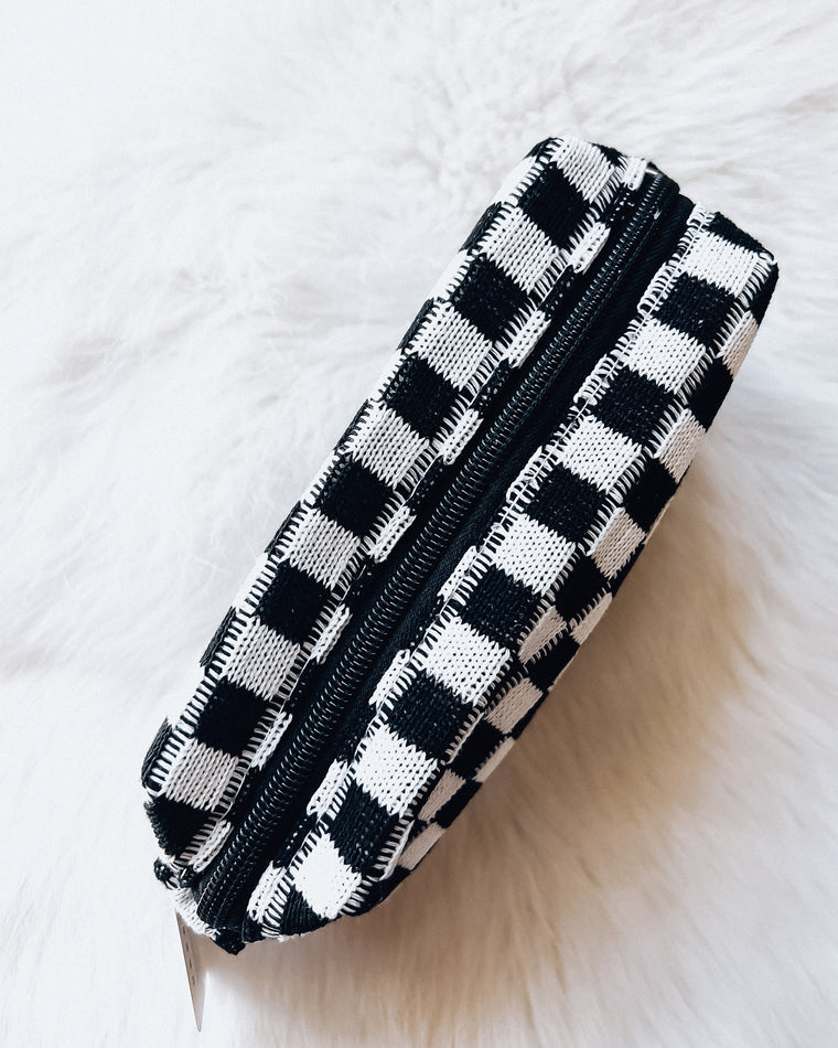 Checkered Cosmetic Pouch [blk/white]
