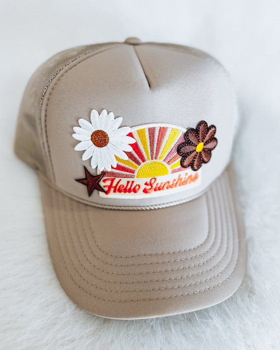 "Hello Sunshine" Trucker Hat [sand/orange]