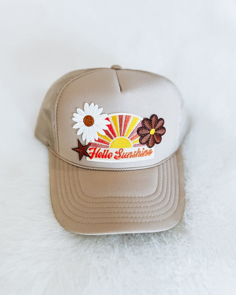 "Hello Sunshine" Trucker Hat [sand/orange]
