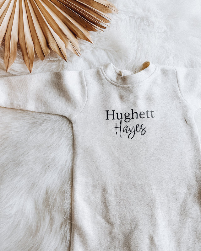 CUSTOM baby Name Sweatshirt Onesie [oatmeal]