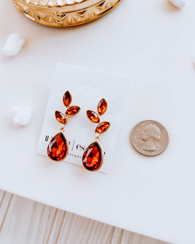 teardrop cut waterfall earrings [amber/gold]