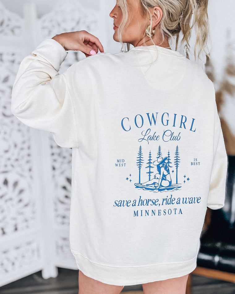 Cowgirl Lake Club Crewneck Sweatshirt [cream/blue]