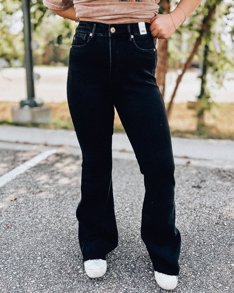 A-List Judy Blue High Waist Tummy Control Flares [black]