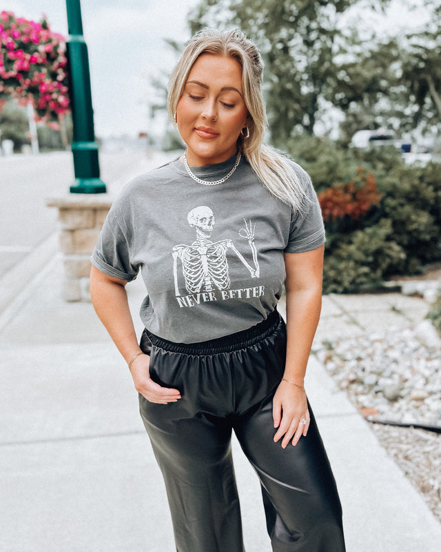 Never Better Skeleton Tee [washed blk/cream]
