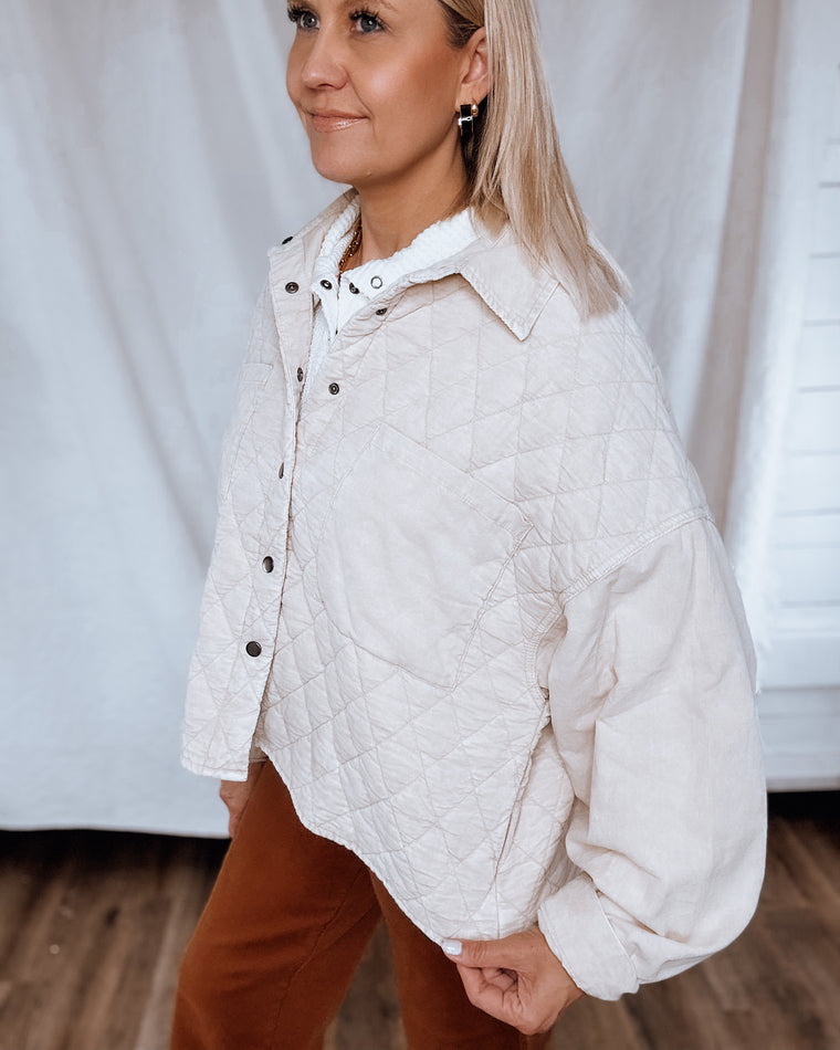 NASH corduroy mineral washed shacket [cream]