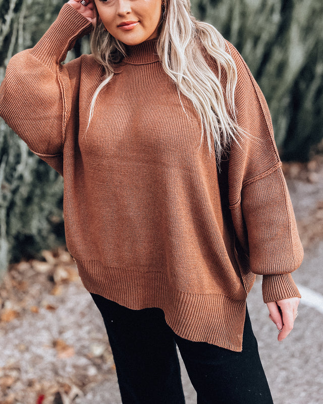 Side Slit Sweater [deep camel]
