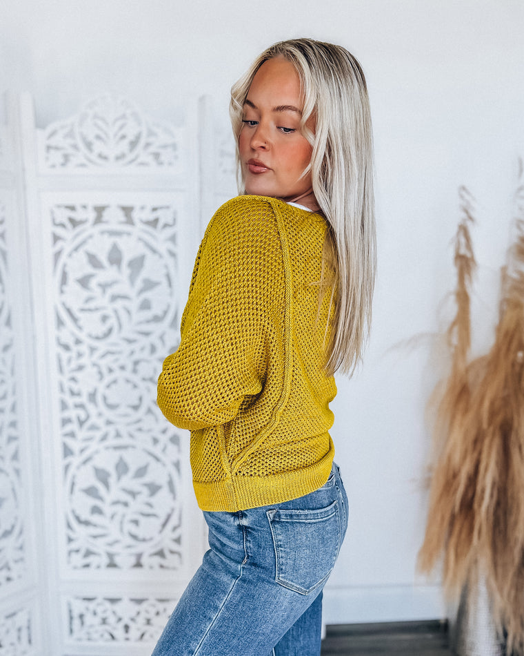 Spring Mix Open Knit Sweater [mustard]