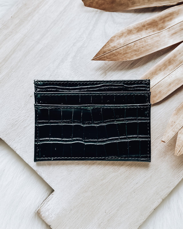 Faux Croc Credit Card Holder [blk]