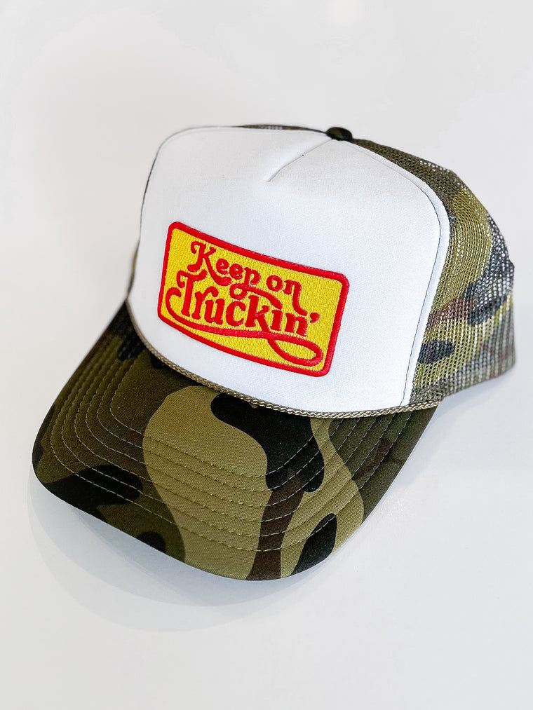 Keep on Truckin" Trucker Hat [camo,red,yellow]