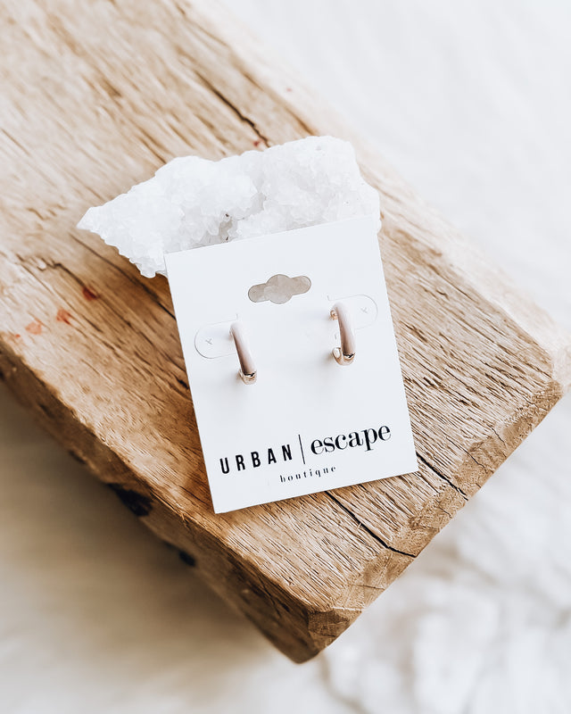 Enamel Mini Hoop Earrings [gold/tan]