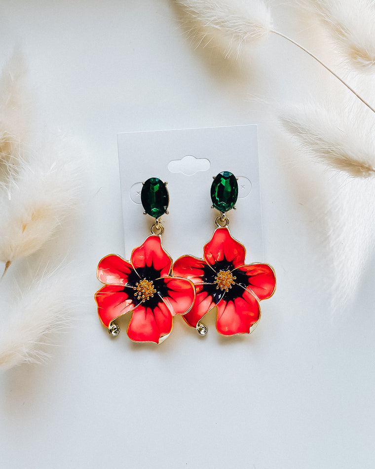 Drop Flower Earrings [orange/gold]