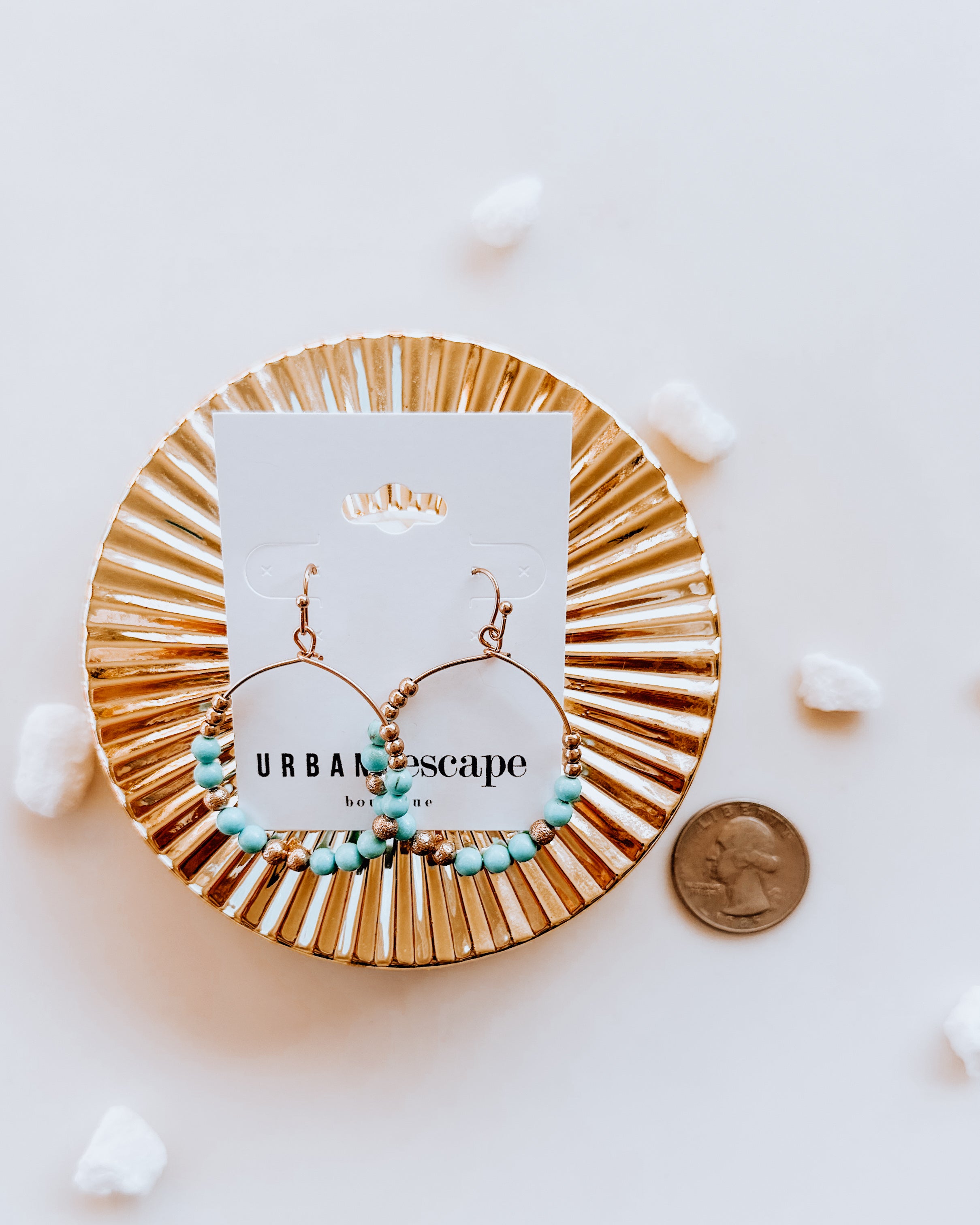 dainty circular drop earrings [turq/gold]