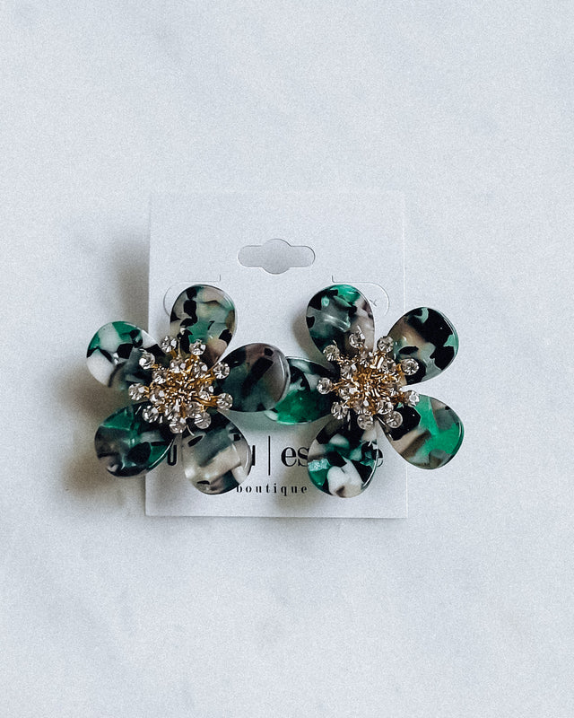 Flower Earrings [gold/green]