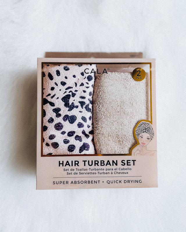 Shower Hair Turban 2 pc [cheetah beige]