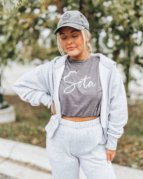 Take it Easy Crop Zip-Up [h.grey]