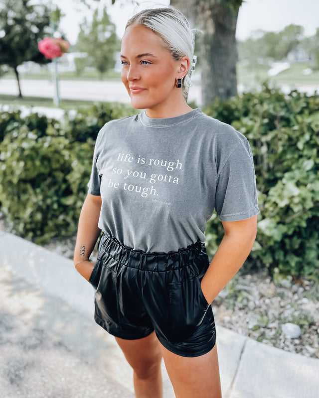 RESTOCKING SOON: Gotta Be Tough Tee [washed grey/cream]