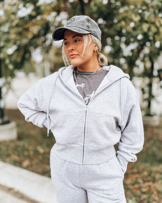 Take it Easy Crop Zip-Up [h.grey]