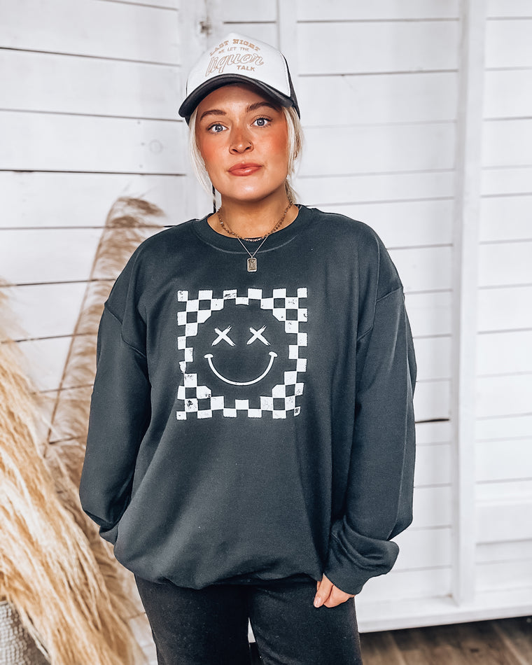 Check Your Happy Unisex Crewneck [black]