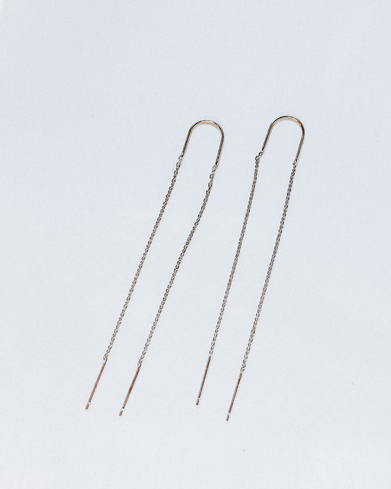 Dainty Metallic Chain Threader Earrings [silver]