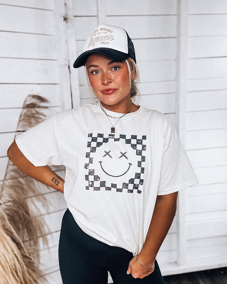 Check Your Happy Tee [ivory/blk]