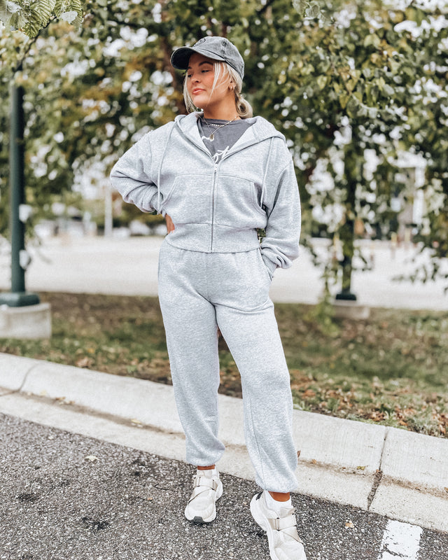 Take it Easy Crop Zip-Up [h.grey]