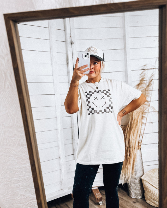 Check Your Happy Tee [ivory/blk]