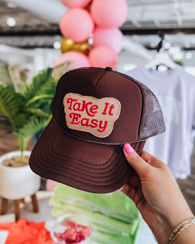 "Take It Easy" Trucker Hat [red/brown]