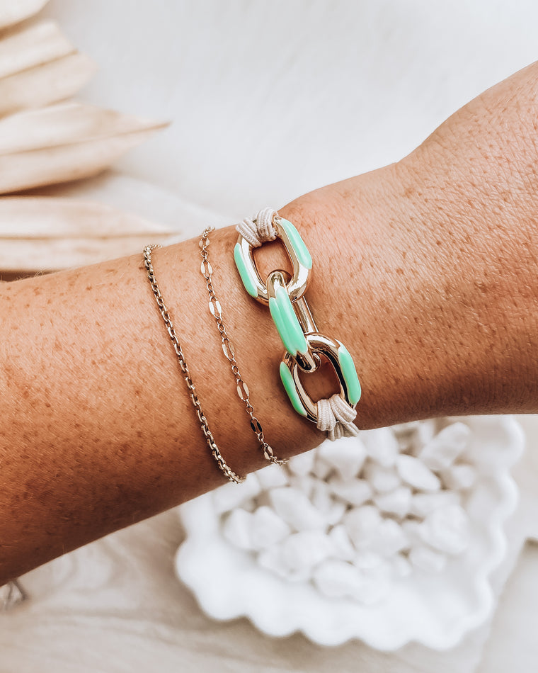 Enamel Bracelet/Hair Tie [gold/mint]