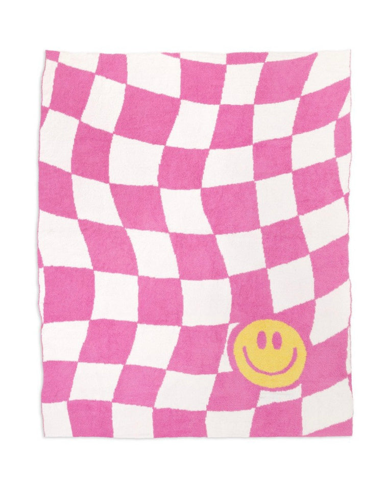 Checkerboard Smile Blanket [pink/yellow]